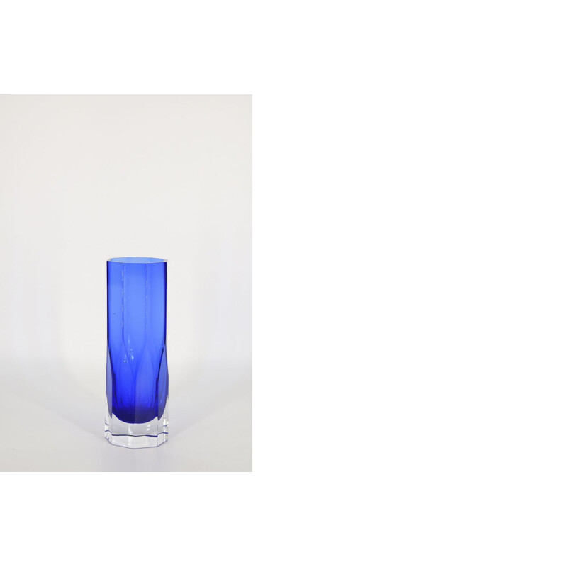 Vase vintage en verre cobalt par Gunnar Ander pour Lindshammars Glasbruk, Scandinavie 1950