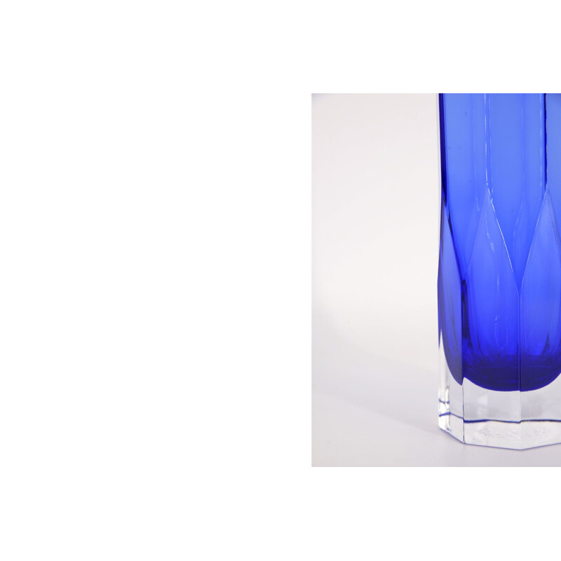 Vintage Cobalt Glass Vase by Gunnar Ander for Lindshammars Glasbruk, Scandinavian 1950s