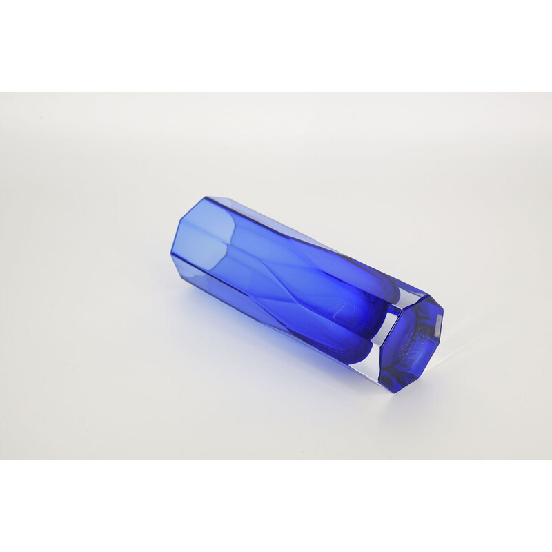 Vintage Cobalt Glass Vase by Gunnar Ander for Lindshammars Glasbruk, Scandinavian 1950s