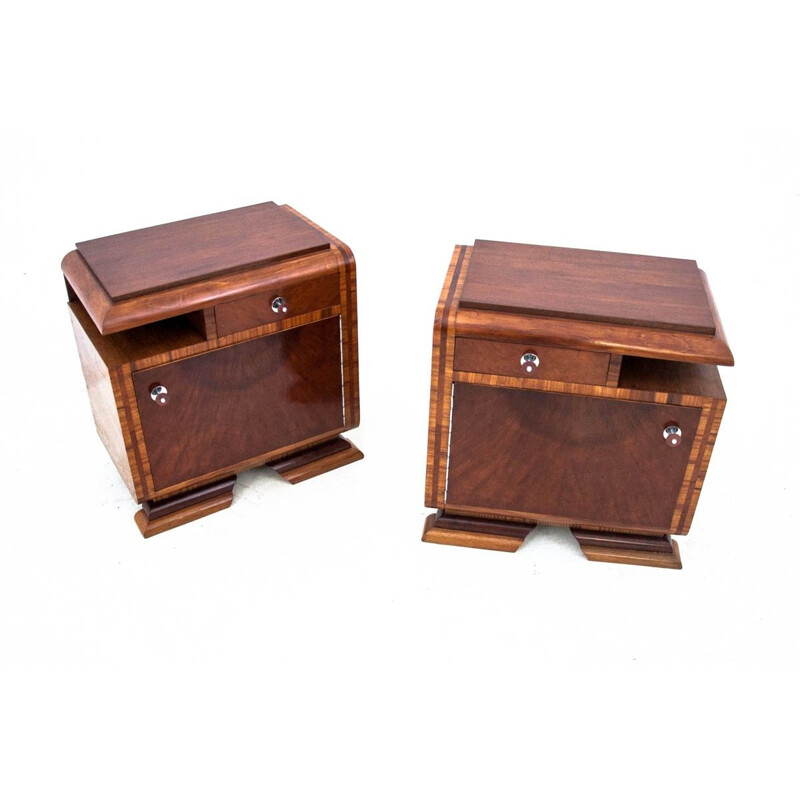 Vintage Art Deco bedside tables, Poland 1950s