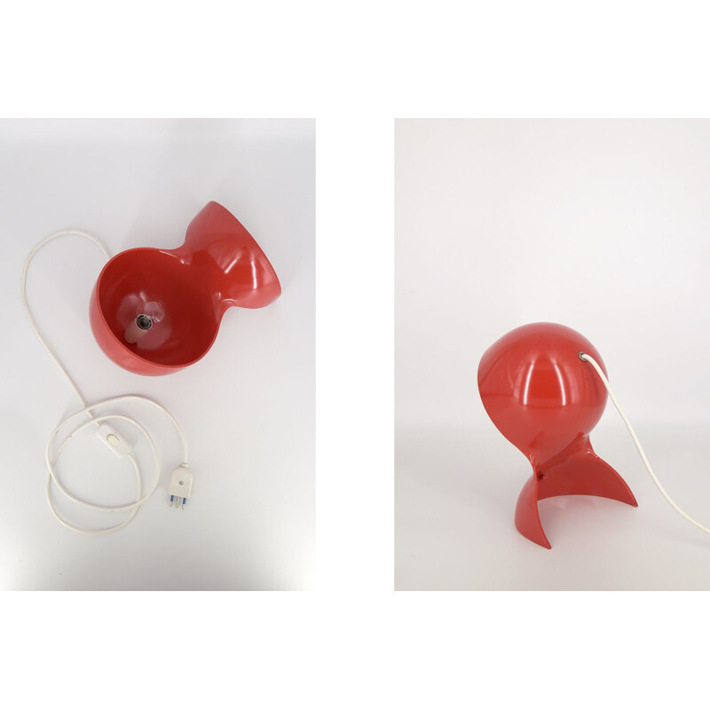 Lampada da tavolo vintage Dalù in plastica rossa di Vico Magistretti per Artemide, Italia 1960