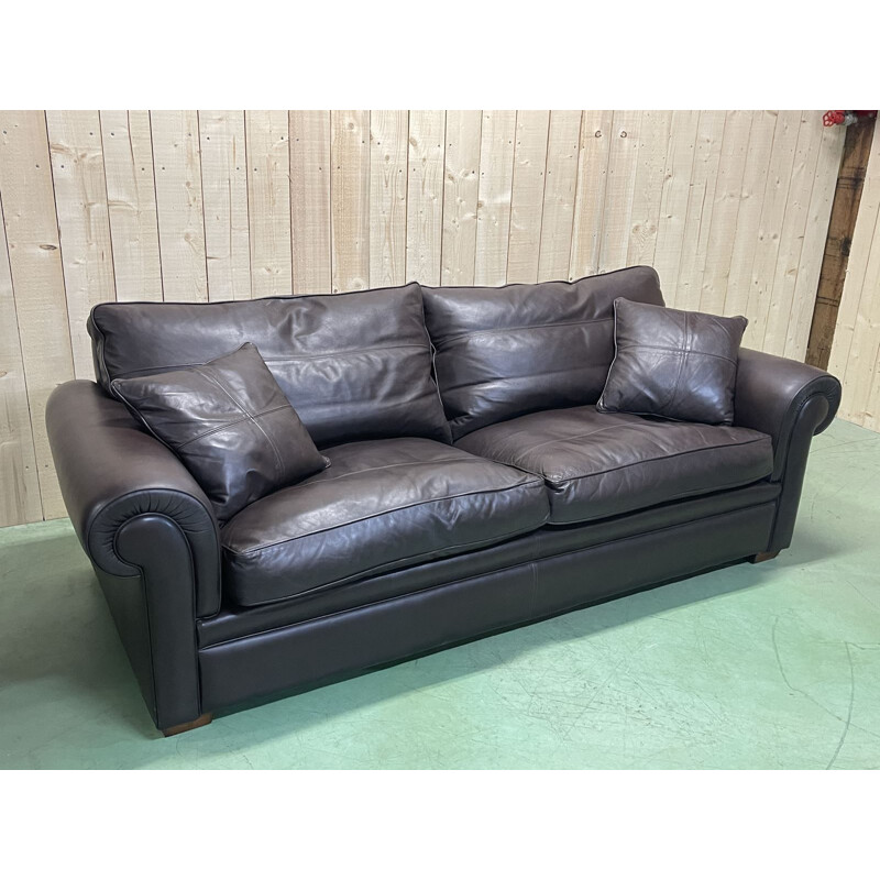 Vintage Duresta 3 seater sofa in leather, English