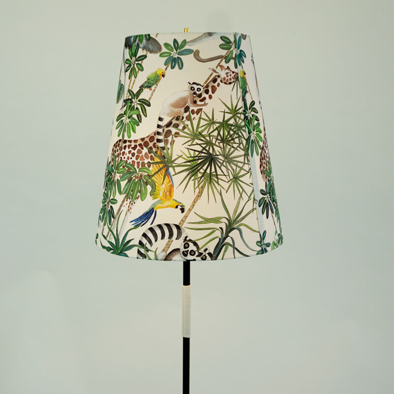 Vintage Black Iron Jungle Floorlamp by J.T. Kalmar, Austrian 1950s