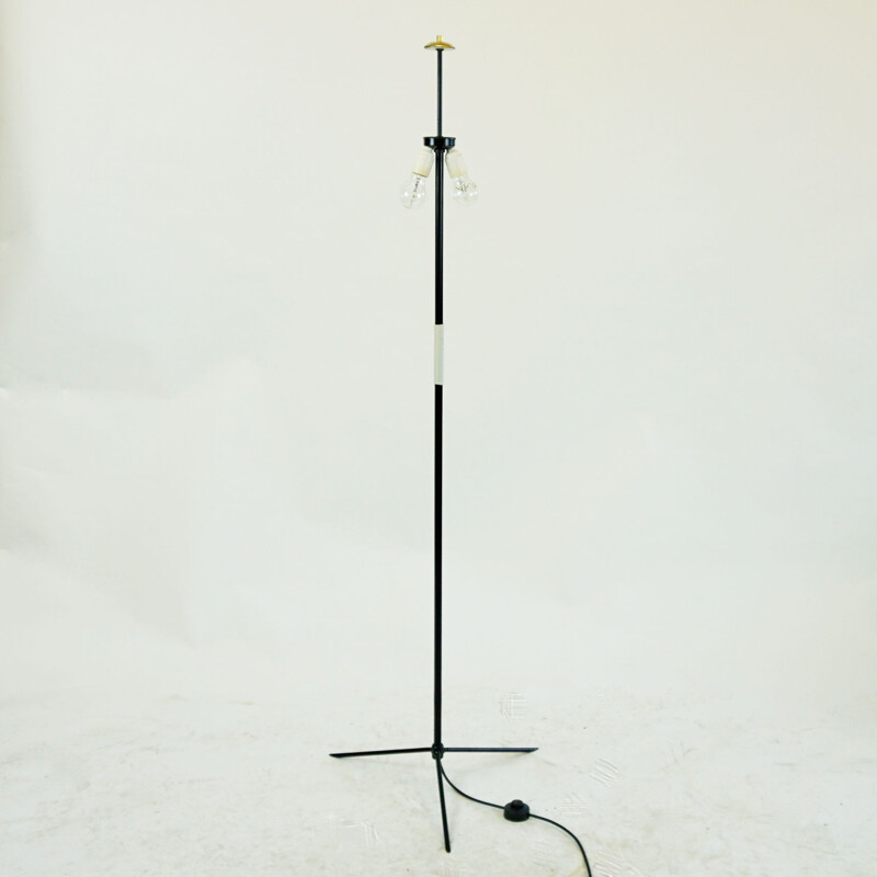 Vintage Black Iron Jungle Floorlamp by J.T. Kalmar, Austrian 1950s