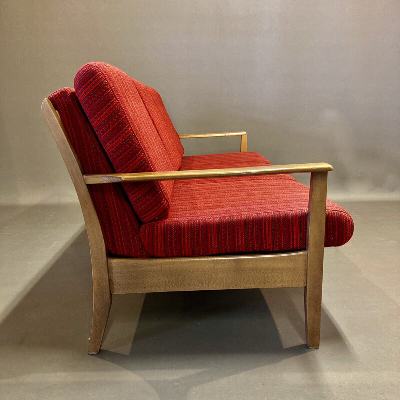 Vintage teak sofa bed 3 seater, Scandinavian 1950s