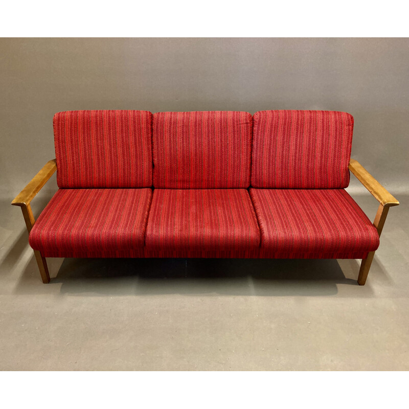 Vintage teak sofa bed 3 seater, Scandinavian 1950s