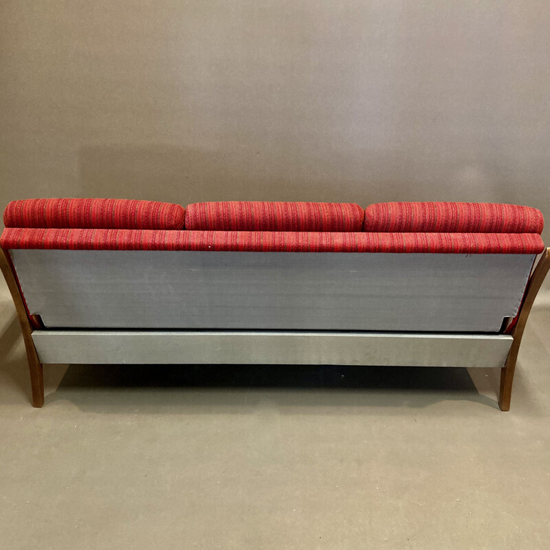 Vintage teak sofa bed 3 seater, Scandinavian 1950s