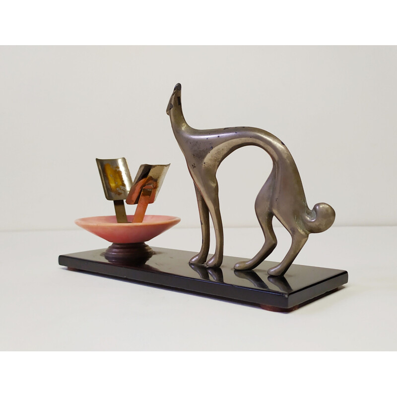 Vintage metal greyhound figurine by Karl Hagenauer, 1930