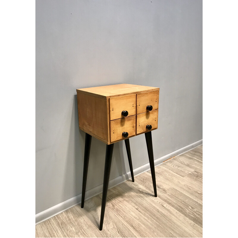 Vintage Four Drawer Cabinet In Wood 1980s