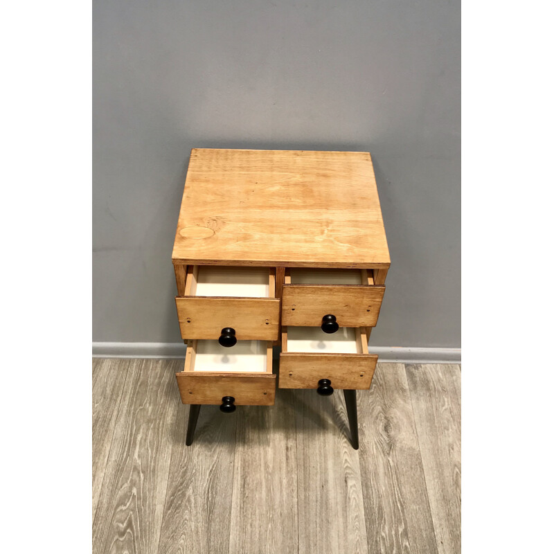 Vintage Four Drawer Cabinet In Wood 1980s