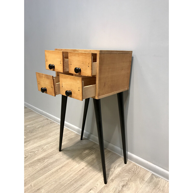 Vintage Four Drawer Cabinet In Wood 1980s