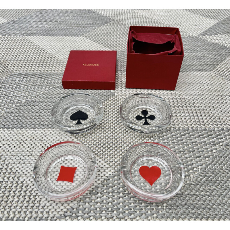 Set of 4 vintage Glass Ashtrays by Kelermes, Italy 1970s