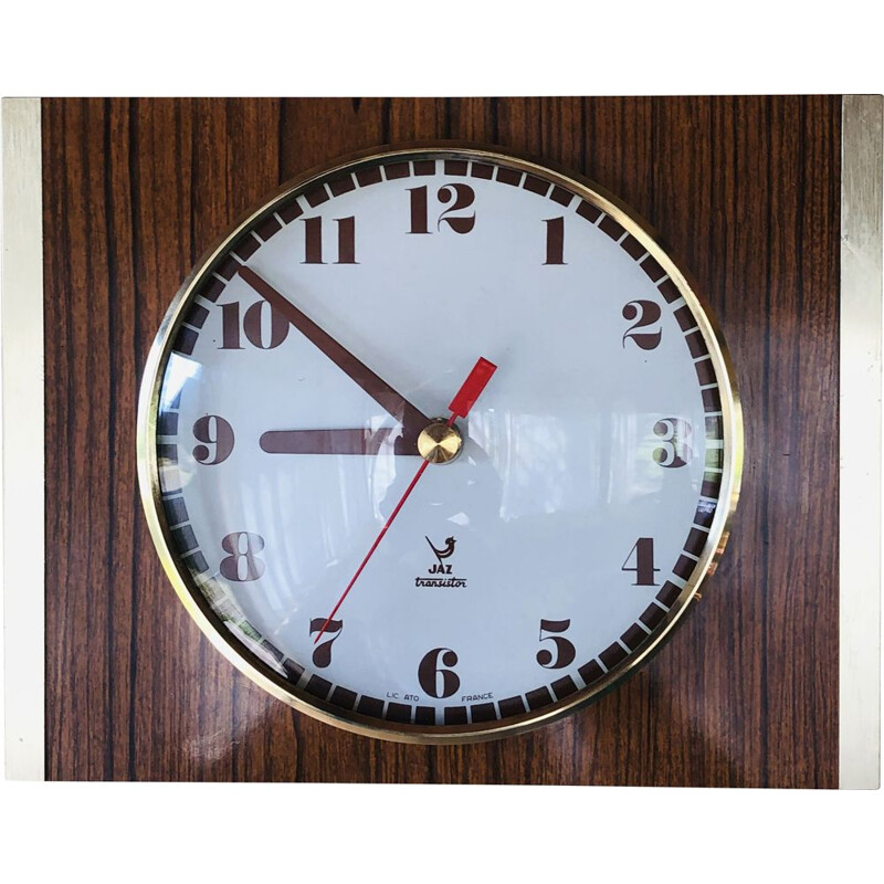 Vintage brass and formica clock by JAZ 1970s