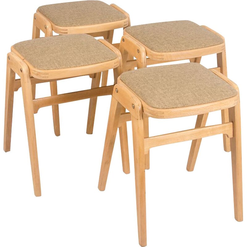 Set of 4 vintage stackable stools, UK 1970s