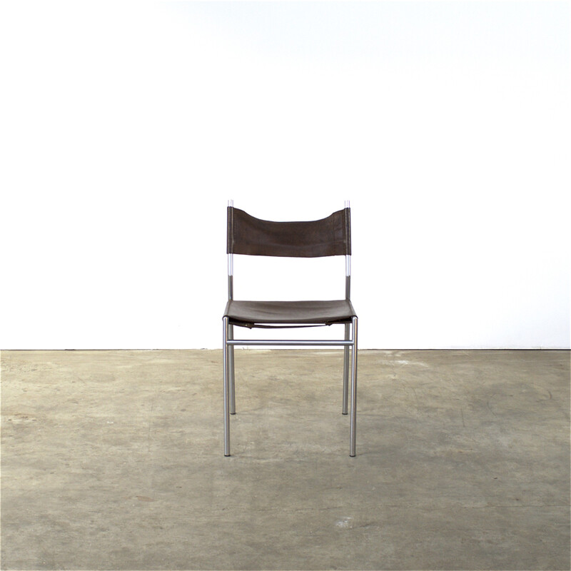 Suite de 4 chaises en cuir en métal, Martin VISSER - 1960
