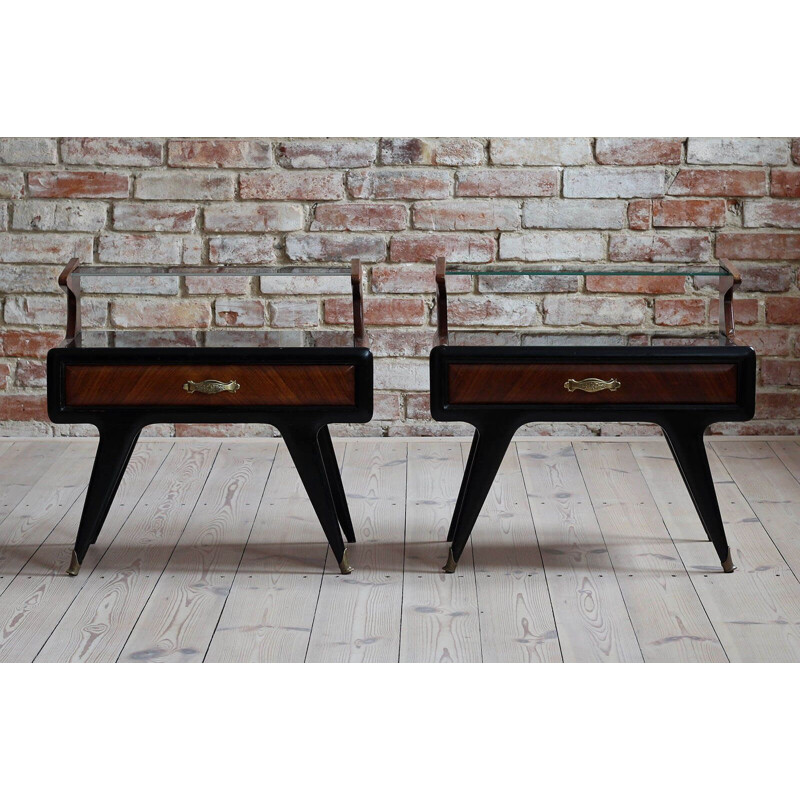 Paire de tables de nuit vintage, Paolo Buffa Italien 1950