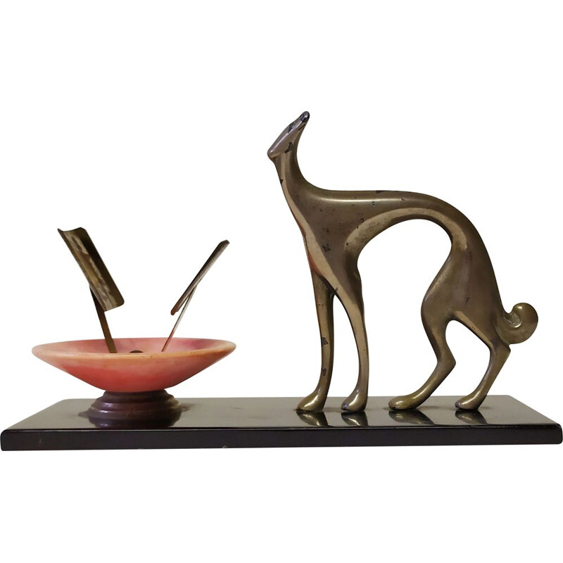 Figura de galgo cinzento metálico vintage por Karl Hagenauer, 1930