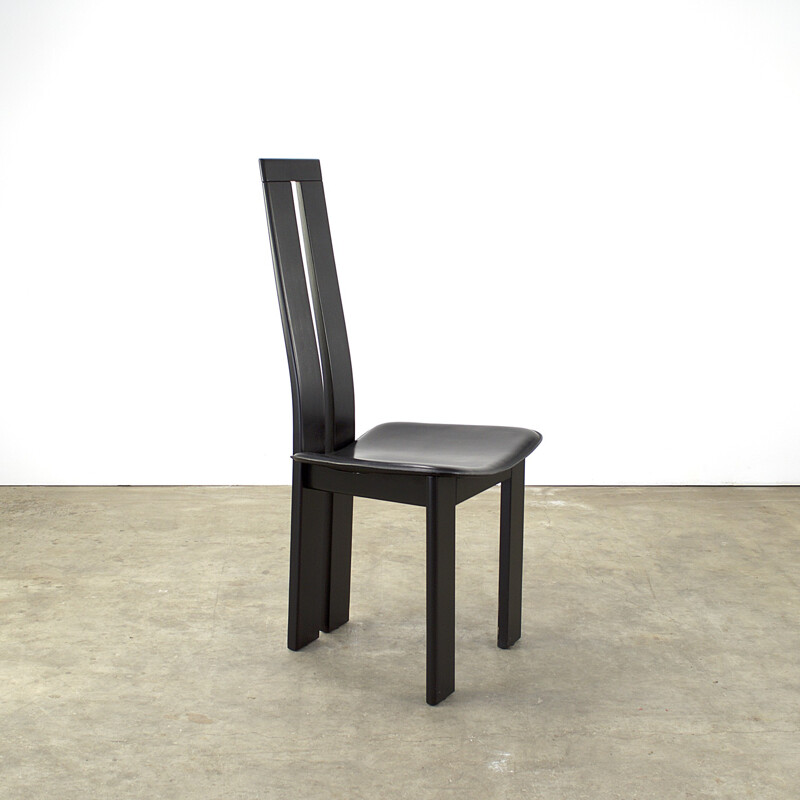 Set of 4 chairs in wood and leather, Pietro COSTANTINI - 1970s