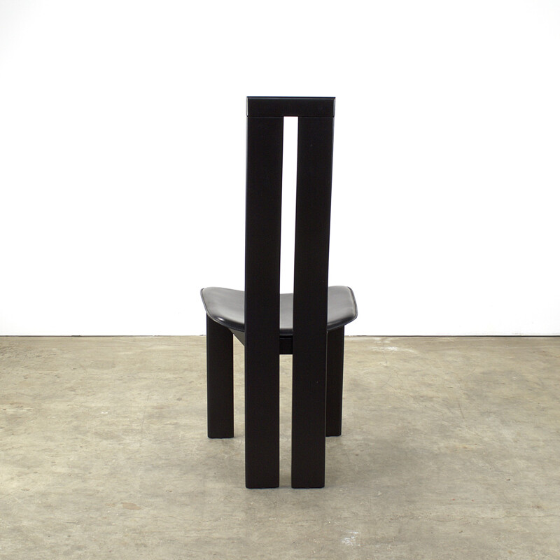 Set of 4 chairs in wood and leather, Pietro COSTANTINI - 1970s