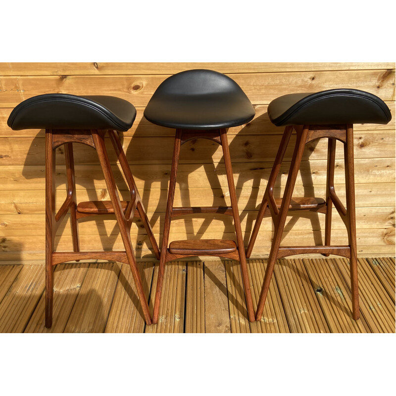 Set of 3 vintage bar stools by Erik Buch for O.D Mobler