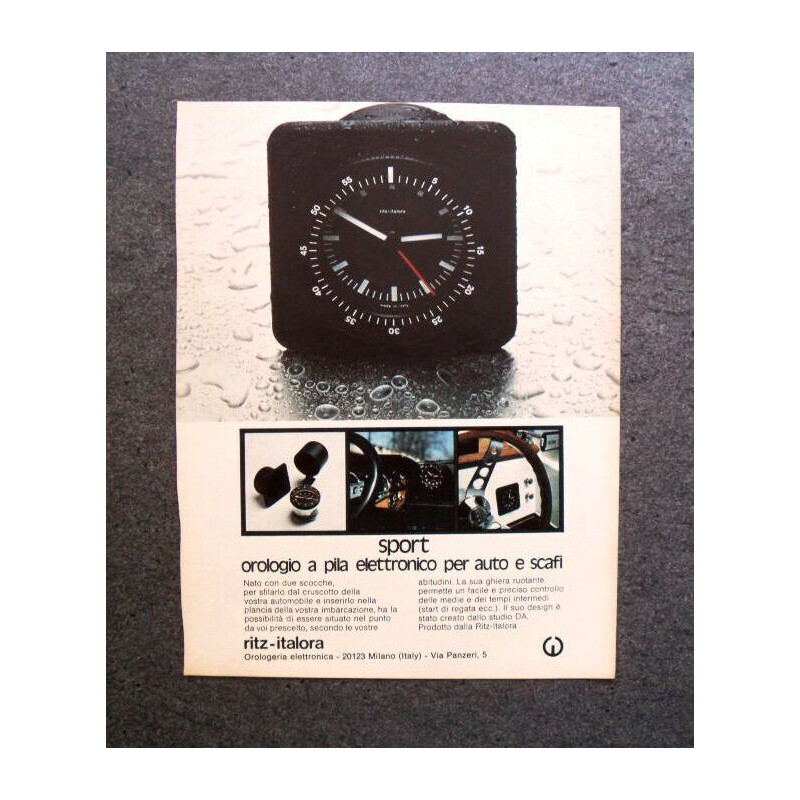 Ensemble horloge vintage de voiture par DA Ritz, Italie 1970
