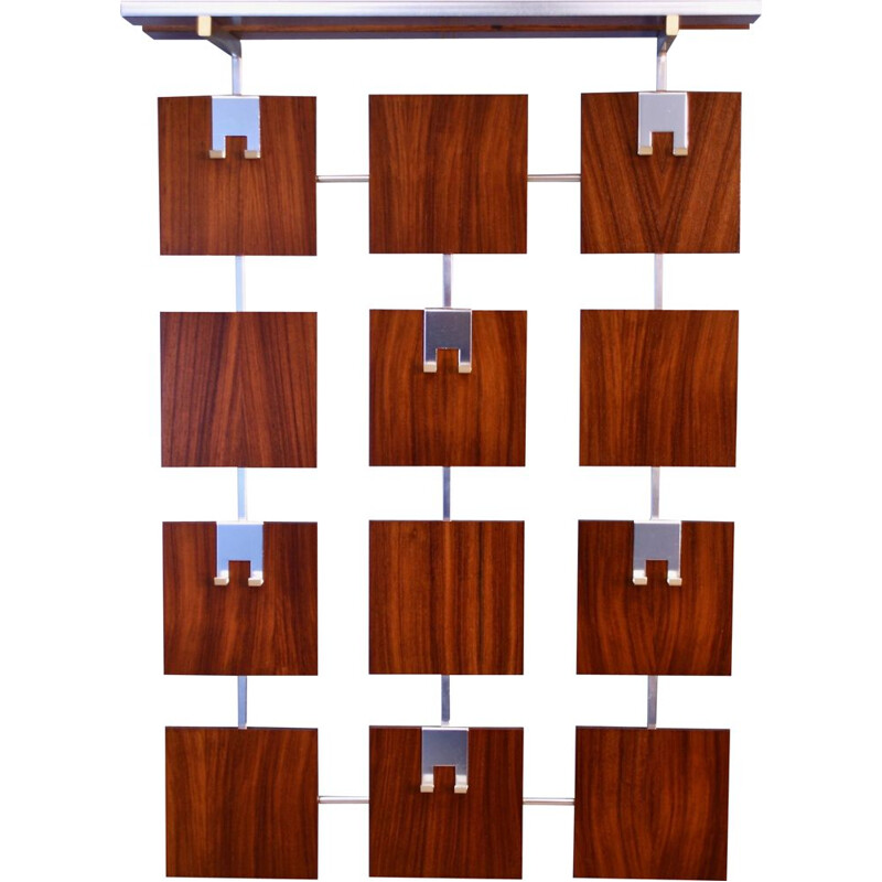 Vintage adjustable coat rack in rosewood and aluminium, Dutch 1970