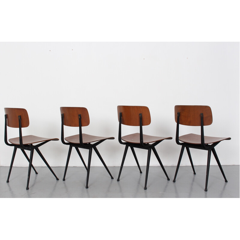 Ensemble de 4 chaises "Result" Ahrend en bouleau contreplaqué, Friso KRAMER - 1950