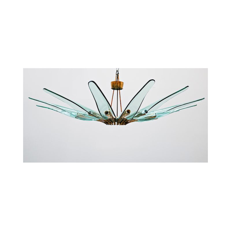 Vintage Dahlia chandelier model 1563A by Max Ingrand for Fontana Arte, Italy 1950