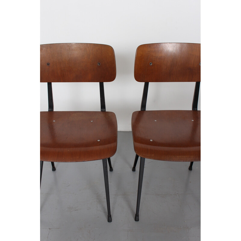 Set of 4 Ahrend "Result" chairs in birch plywood and steel, Friso KRAMER - 1960s