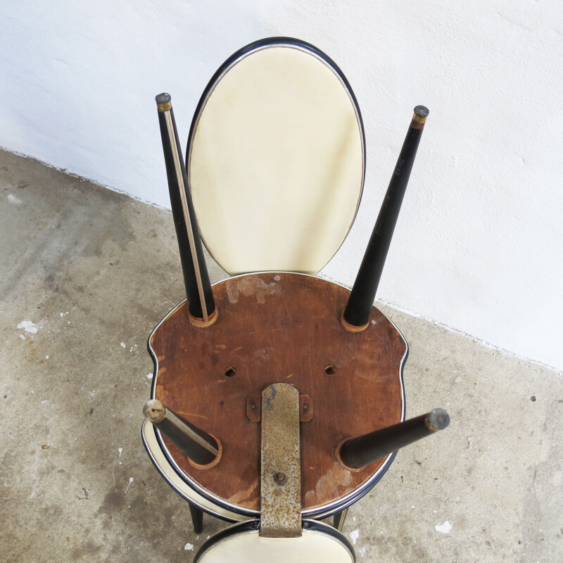 Pair of vintage black brass chairs by Umberto Mascagni for Harrods, Italy 1950