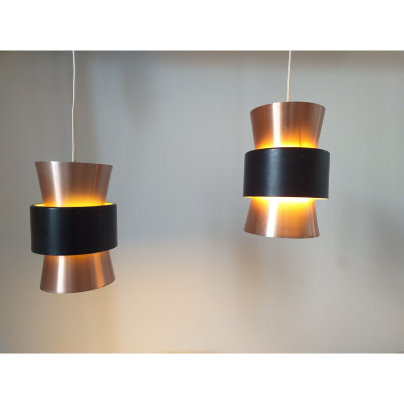 Pair of vintage pendant lamps by Jo Hammerborg, Denmark 1960