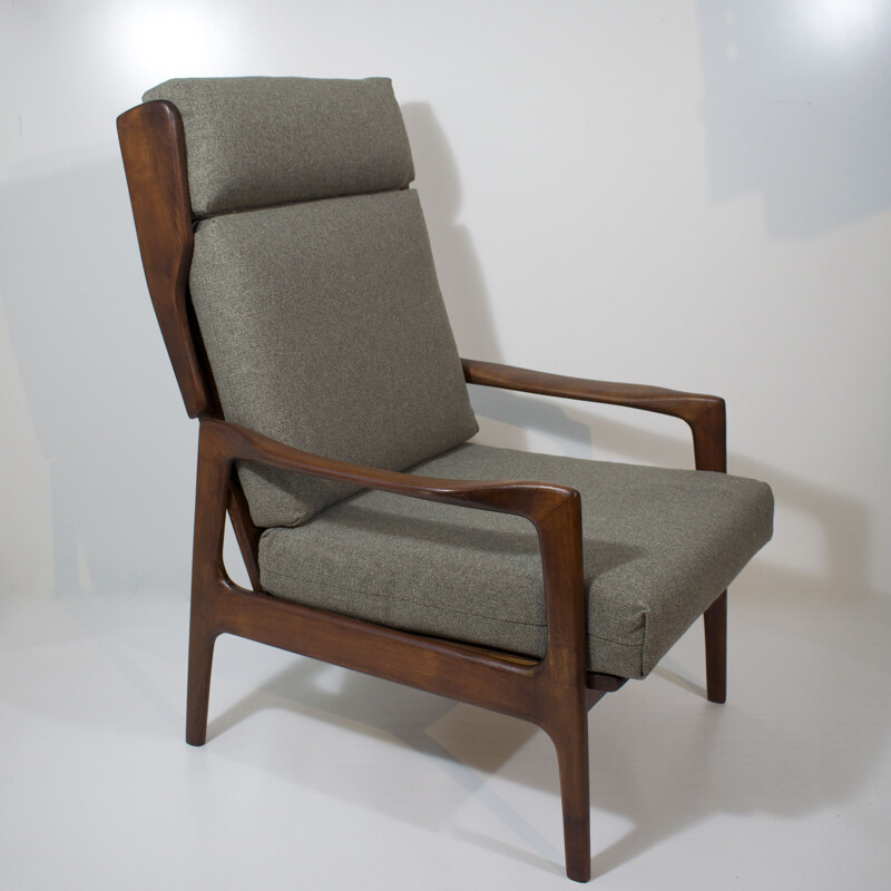 Vintage high back teak armchair by Niels Eilersen, Scandinavian 1960s