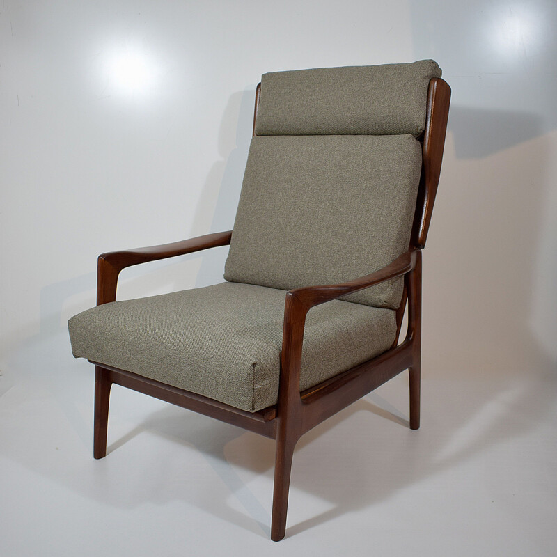 Vintage high back teak armchair by Niels Eilersen, Scandinavian 1960s