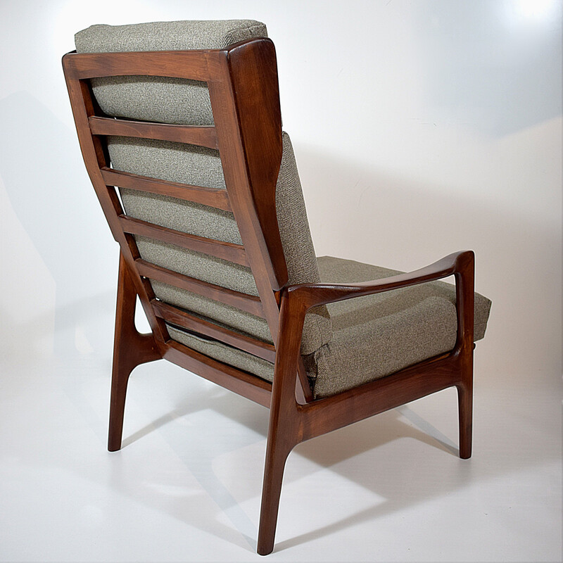 Fauteuil vintage haut dossier en teck par Niels Eilersen, Scandinave 1960