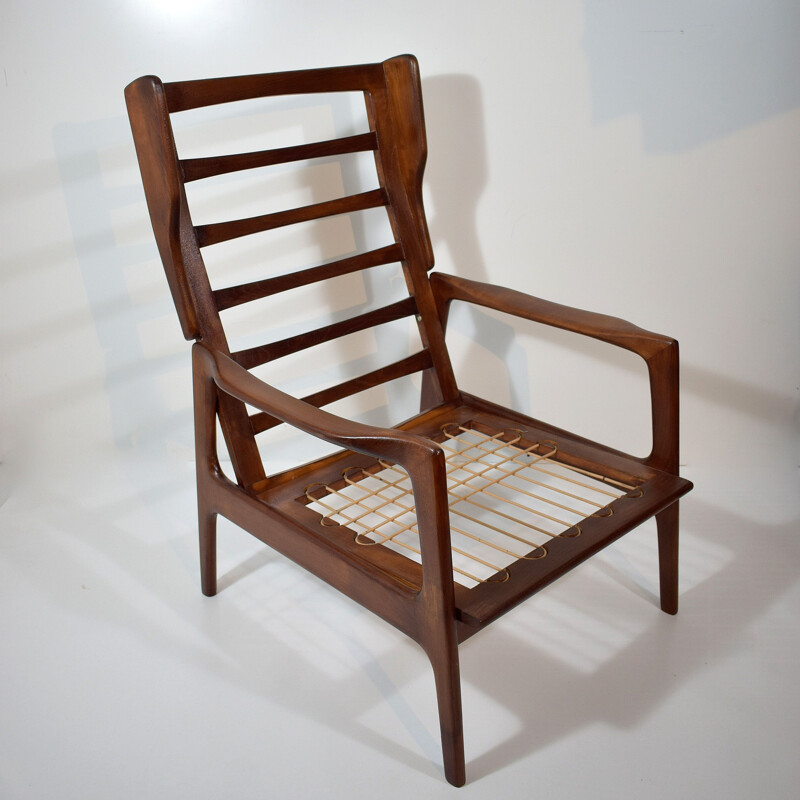 Vintage high back teak armchair by Niels Eilersen, Scandinavian 1960s