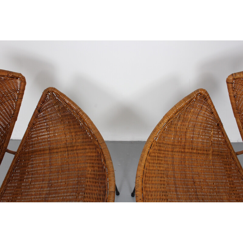 Pair of American wicker armchairs in iron, John B. SALTERINI - 1950s