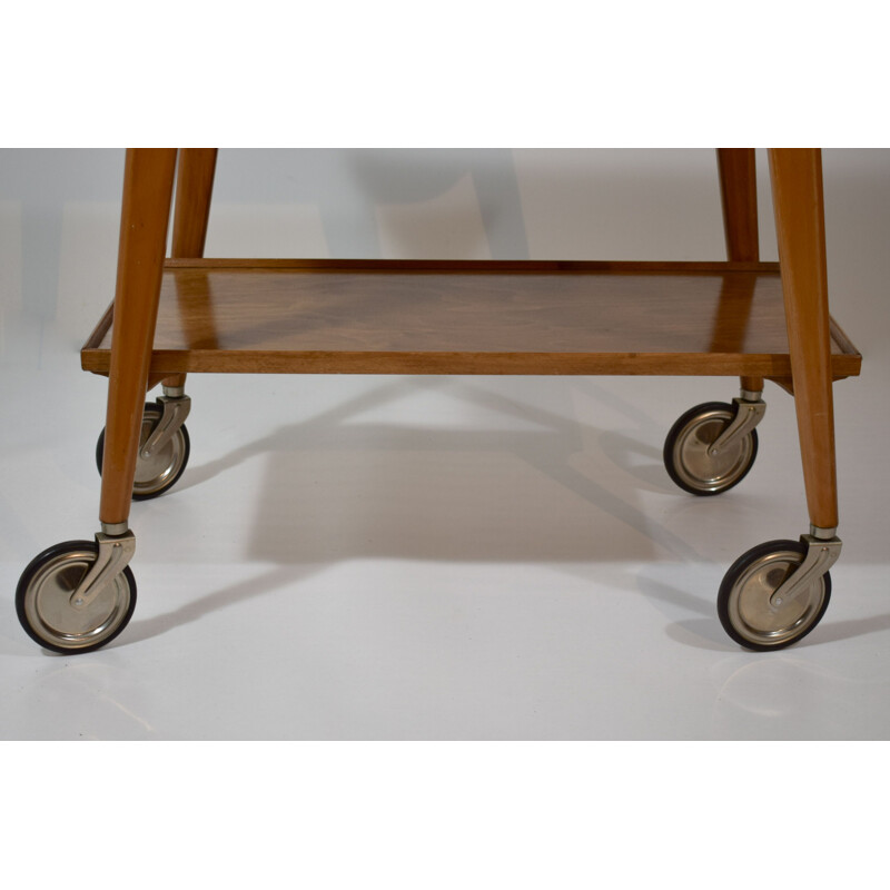 Carrello in legno vintage, Scandinavo 1960