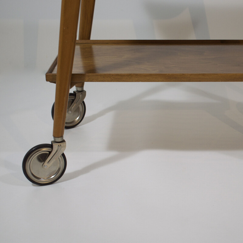 Carrello in legno vintage, Scandinavo 1960