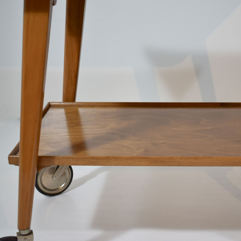 Carrello in legno vintage, Scandinavo 1960