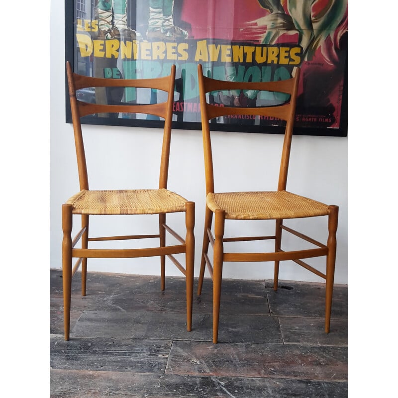 Mid-century pair of Chiavari chairs, Colombo SANGUINETI - 1950s