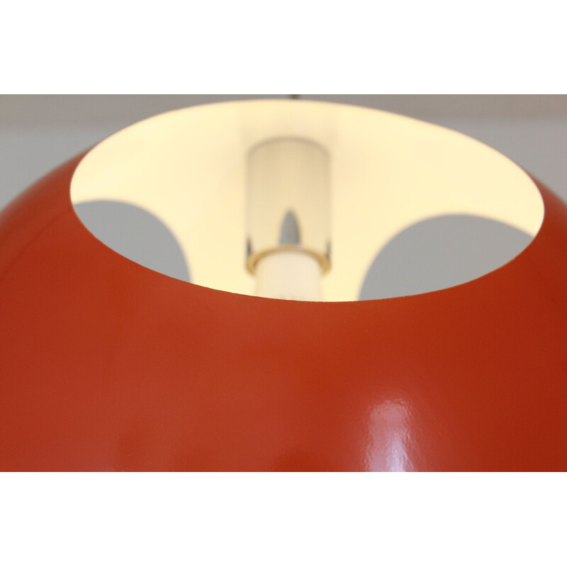 Suspension vintage rouge en acier, Space Age 1970