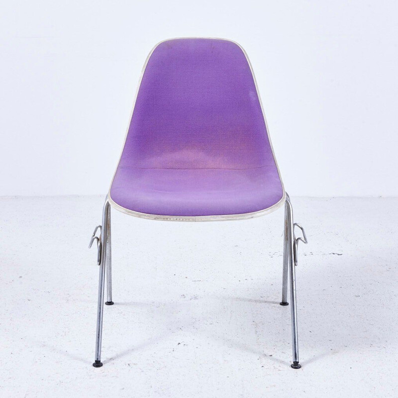 Vintage DSS-N Upholstered Fibreglass Stackable Chair by Charles & Ray Eames for Herman Miller 1950s