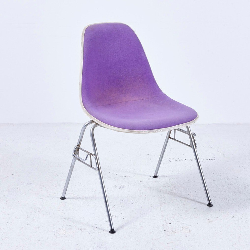 Vintage DSS-N Upholstered Fibreglass Stackable Chair by Charles & Ray Eames for Herman Miller 1950s