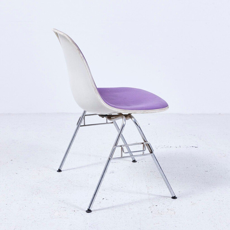 Vintage DSS-N Upholstered Fibreglass Stackable Chair by Charles & Ray Eames for Herman Miller 1950s