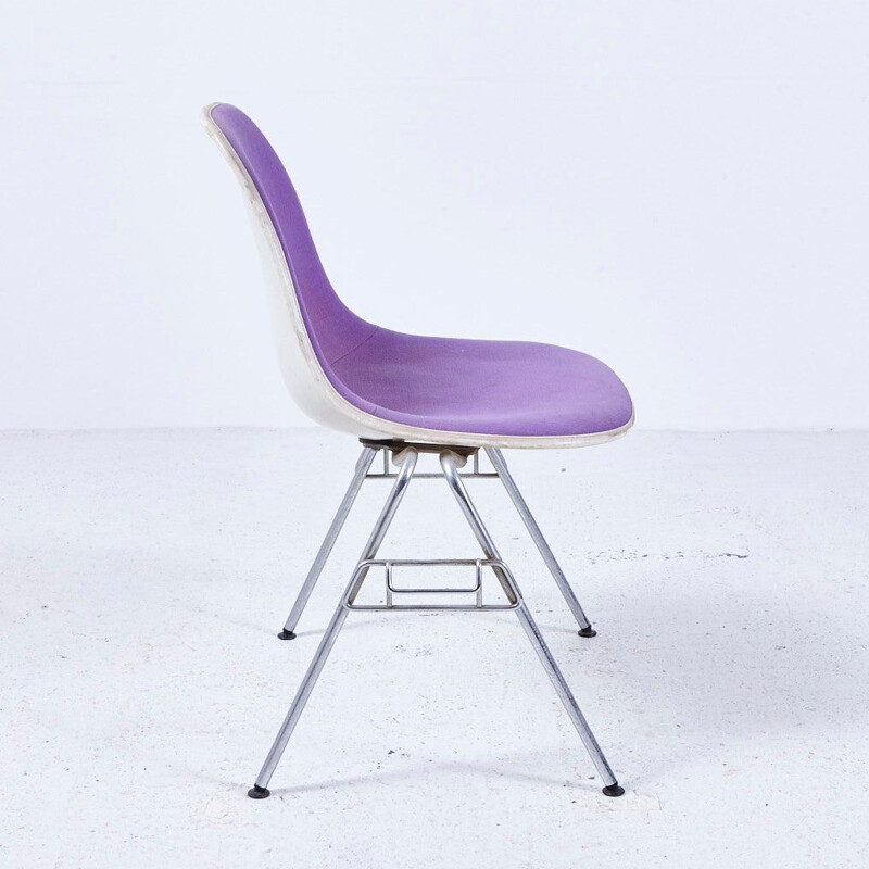Vintage DSS-N Upholstered Fibreglass Stackable Chair by Charles & Ray Eames for Herman Miller 1950s