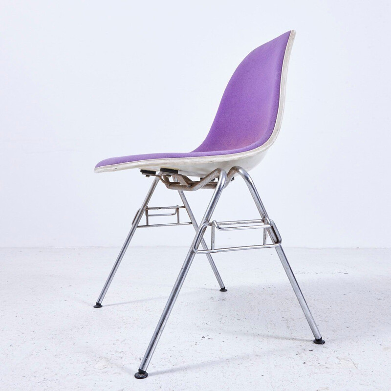 Vintage DSS-N Upholstered Fibreglass Stackable Chair by Charles & Ray Eames for Herman Miller 1950s