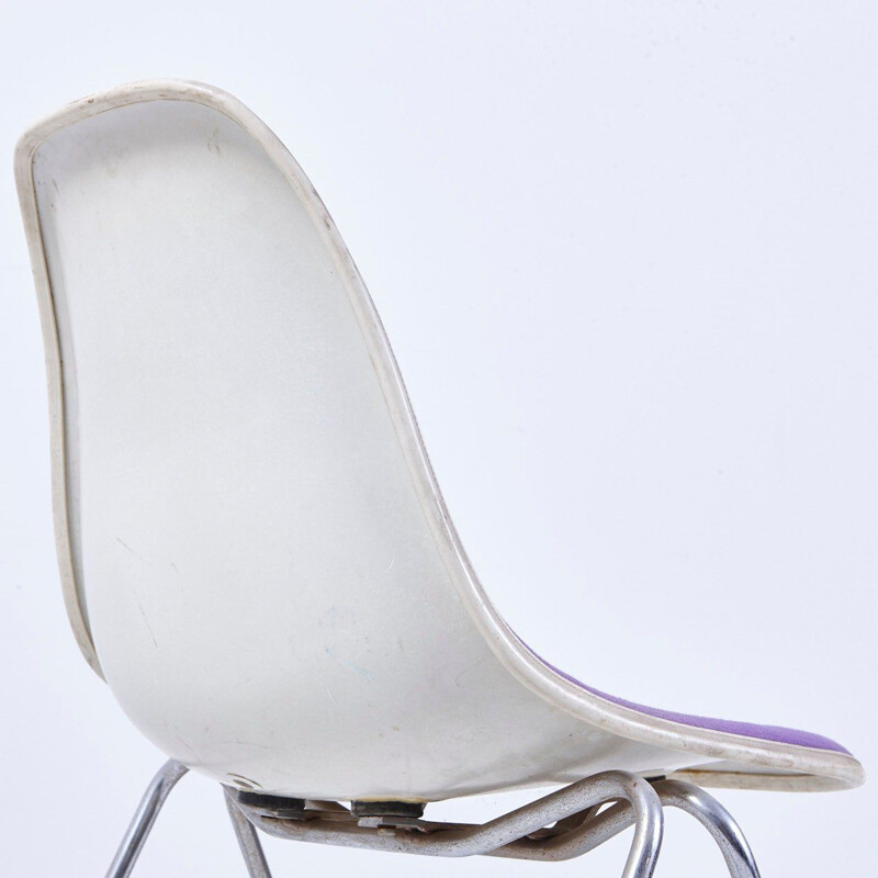 Vintage DSS-N Upholstered Fibreglass Stackable Chair by Charles & Ray Eames for Herman Miller 1950s