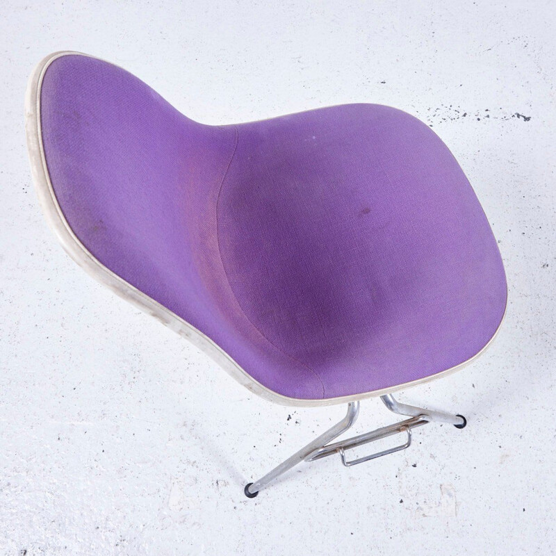 Vintage DSS-N Upholstered Fibreglass Stackable Chair by Charles & Ray Eames for Herman Miller 1950s