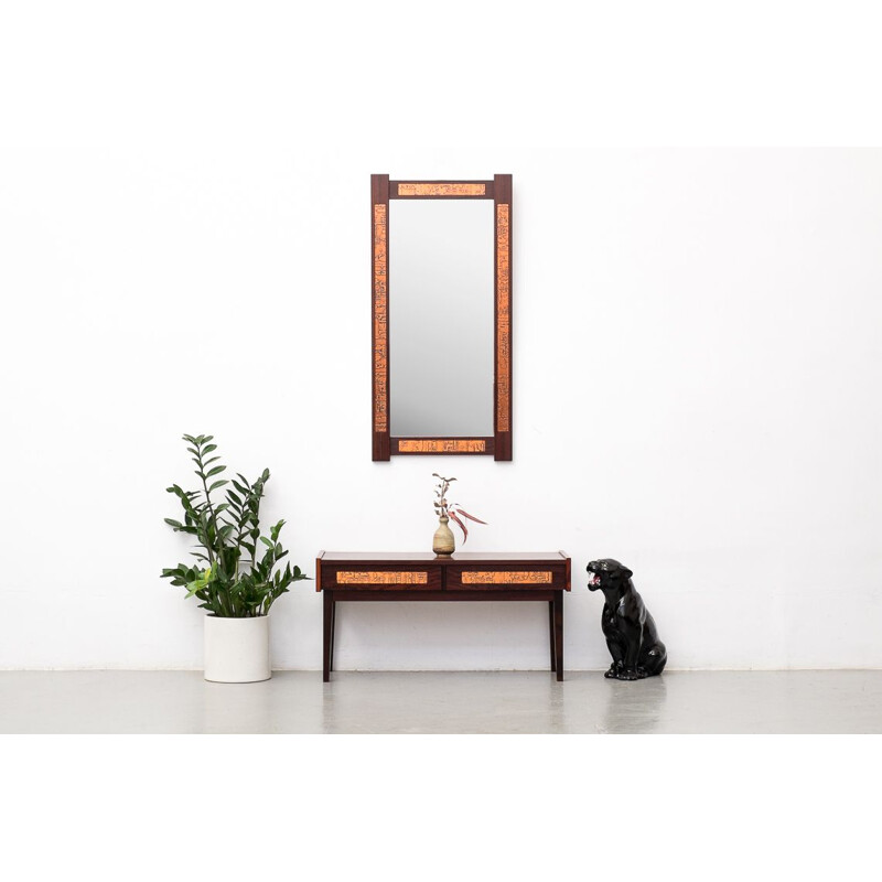 Vintage Rosewood Console and Mirror from J. Holmer-Hansen 1970s