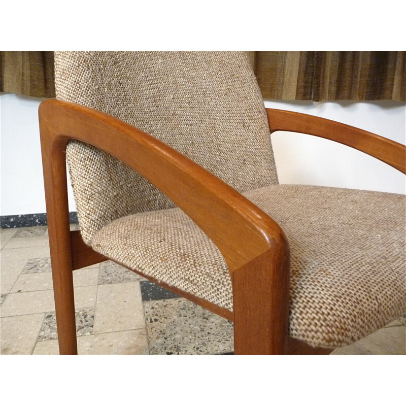 Fauteuil Korup Design danois en teck et laine beige, Kai KRISTIANSEN - 1960